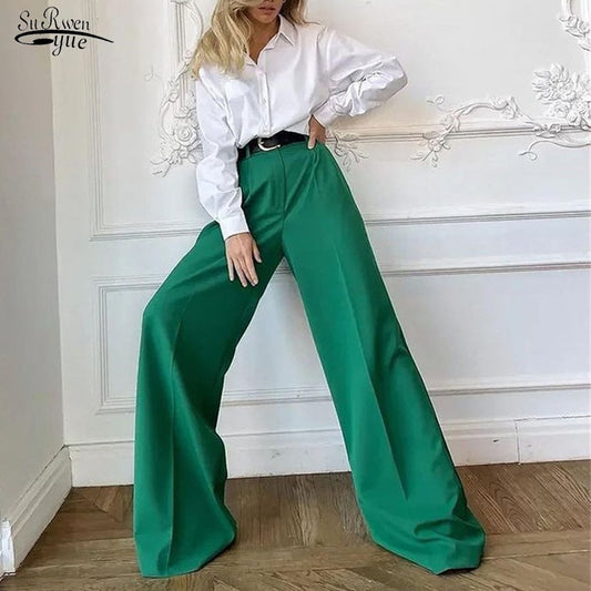 Blaue beiläufige hohe Taillen für Damen, Weiselose Ganzkörper Damen-Hosen