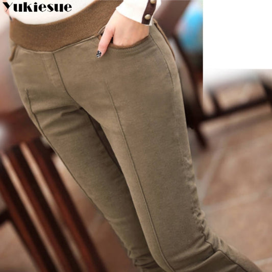 Damenkleidung S-4XL, Bleistift Hosen Hohe Taille, Dünne Dicke Samt Warme Winter Leggings