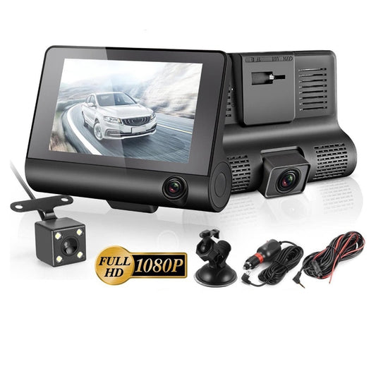 Auto-DVR, 3 Kameras, Full HD 1080P, Dual-Objektiv, Auto-DVR-Kamera, 4,0-Zoll-LCD-Bildschirm mit 170-Grad-Rückansicht