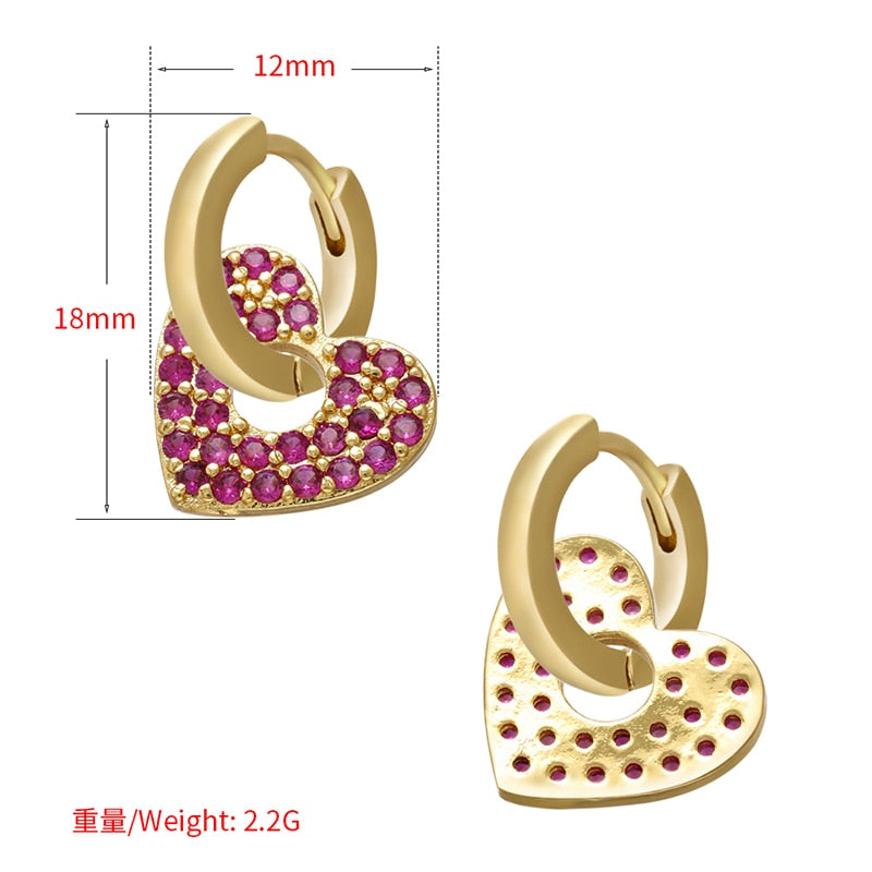 1 stück CZ kristall kleine creolen Exquisite Gold Farbe Stern-Herz, nette Damen Ohrringe für Geschenke