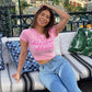 Nette Cartoon Prited T-Shirts, Lustige Teufel Kind Print Crop Top 90er Jahre, Kurzarm Sommer Mädchen T-shirt
