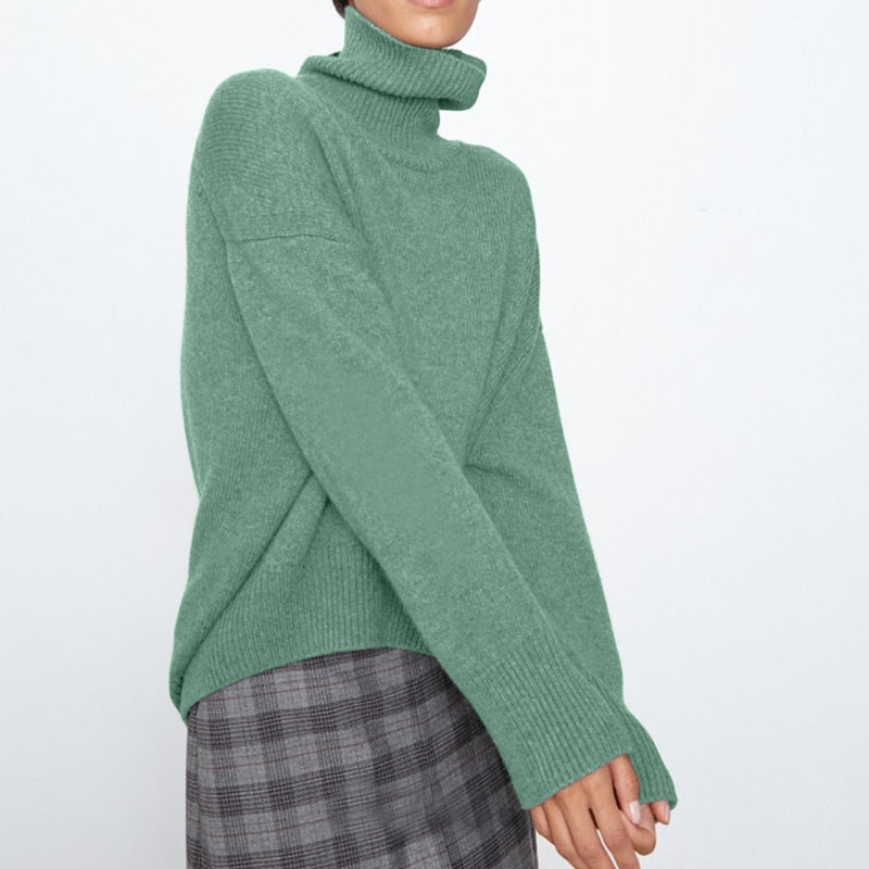 Kaschmir eleganter Rollkragen Damen Pullover weich gestrickt