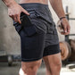 Herren 2 In 1 Schnell Trocknend Laufshorts,  Gym Fitness Jogging Kurze Hosen, Männer Sommershorts