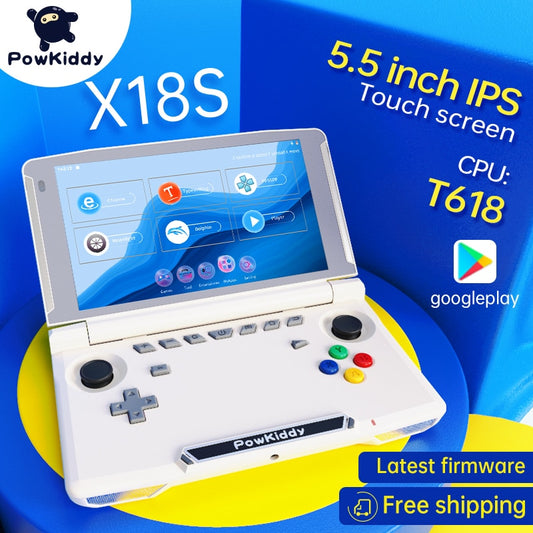 Neu Powkiddy X18S Android 11 5,5 Zoll Touch IPS Bildschirm Flip Handheld Spielkonsole, T618 Chip Mobile Game Players Ram 4GB Rom 64GB
