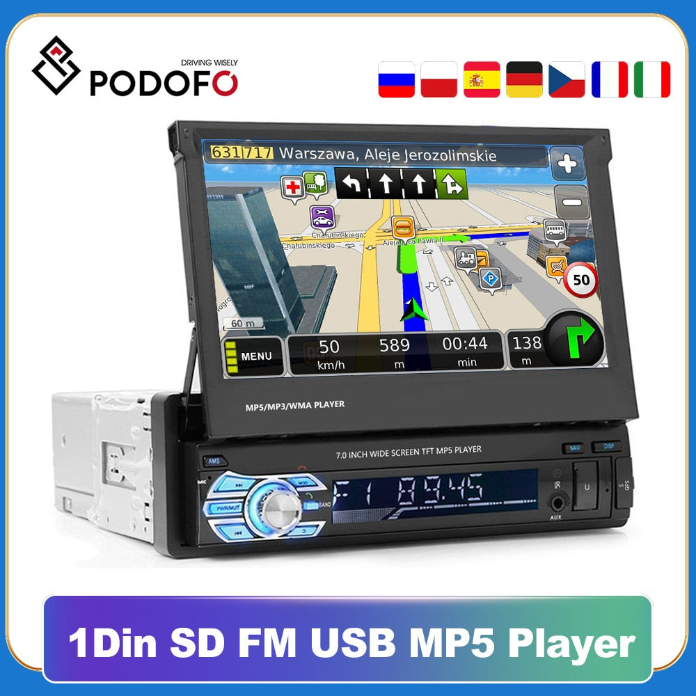Podofo 1DIN Android Mirrorlink Autoradio, Android Multimedia Player-Video für Volkswagen, Nissan, Hyundai, Kia, Toyota ...