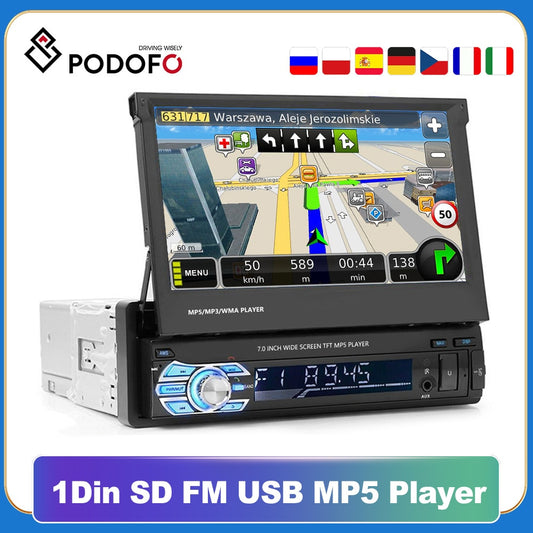 Podofo 1DIN Android Mirrorlink Autoradio, Android Multimedia Player-Video für Volkswagen, Nissan, Hyundai, Kia, Toyota ...