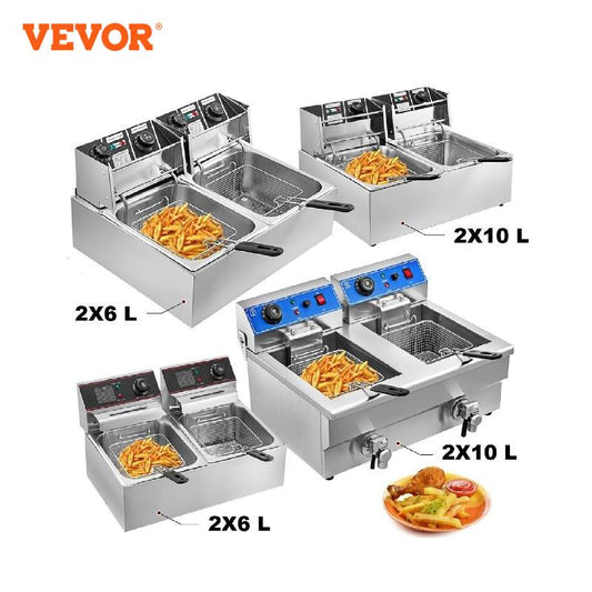 VEVOR 12L - 20L elektrische Fritteusen mit zwei Tanks für Zuhause, Fast-Food-Restaurants oder Camping