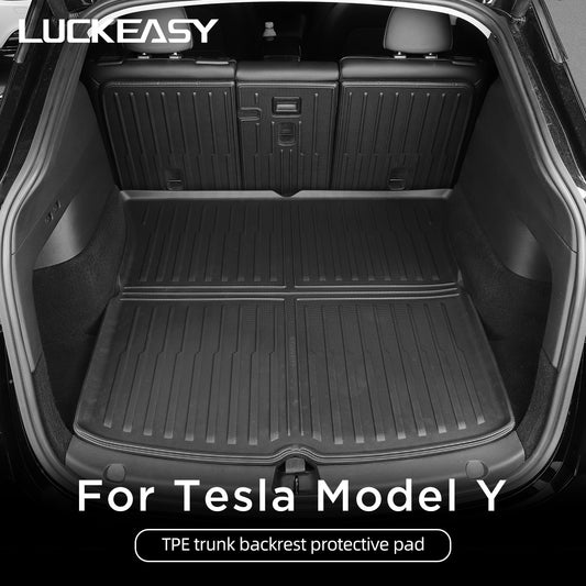 LUCKEASY Kofferraummatten für Tesla Modell Y 2021-2023, Hinten Sitz Schutz Pad