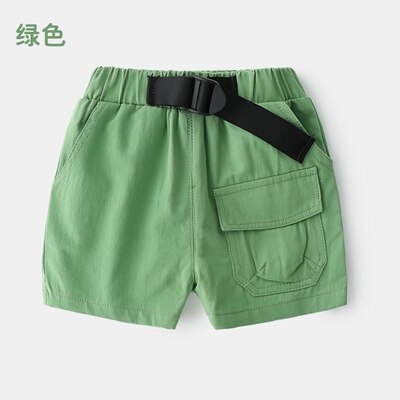 Sommer 3-10 Jahre Baumwolle Marineblau Jungen Kurzhose mit Ledergürtel