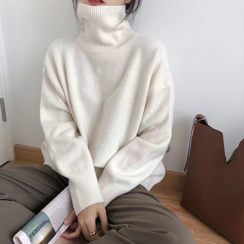 Kaschmir eleganter Rollkragen Damen Pullover weich gestrickt
