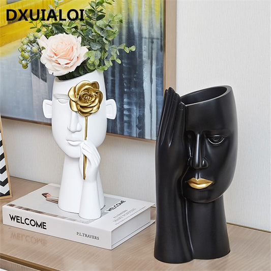 Kreative nordische Vase, Kunst für Wohnzimmer, Weinschrank, Dekor, Schrank, Couchtisch, Blumenarrangement, Harzvase, Geschenk, Heimdekoration