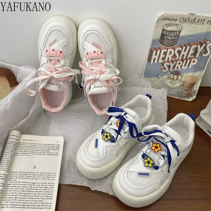 2022 Neue Frauen Freizeitschuhe, Weibliche Rosa Blau,  Vulkanisierte Sneakers Lace Up Canvas Schuhe