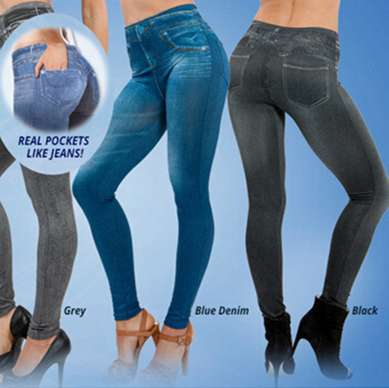 Push-Up Nahtlose Hohe Taille Warme Jeans Leggings für Herbst und Winter, Elastische Samt Jeggings Hosen