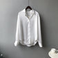 Herbst Seidenhemd Vintage Bluse für Damen, Lange Ärmel Weibliche Lose Hemden