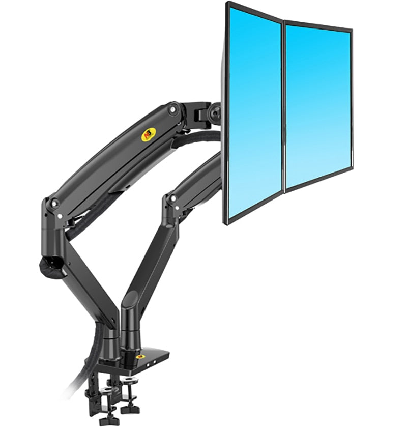 New NB F195A Aluminium 22-32 Zoll Dual-LCD-LED-Monitorhalterung, Gasfederarm Full-Motion-Monitorhalter Stützlast jeweils 3-12 kg