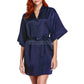 Silky Satin Women Robe Solid Color Kimono Bathrobes Home Dressing Gown Short Nightgown Summer V-Neck Sleepwear Lingerie