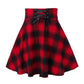 Schwarz karierter Damen-Gothic-Rock, plissiert, kariert, für Sommer,Frühling und Herbst, Mini-Rock Clubwear