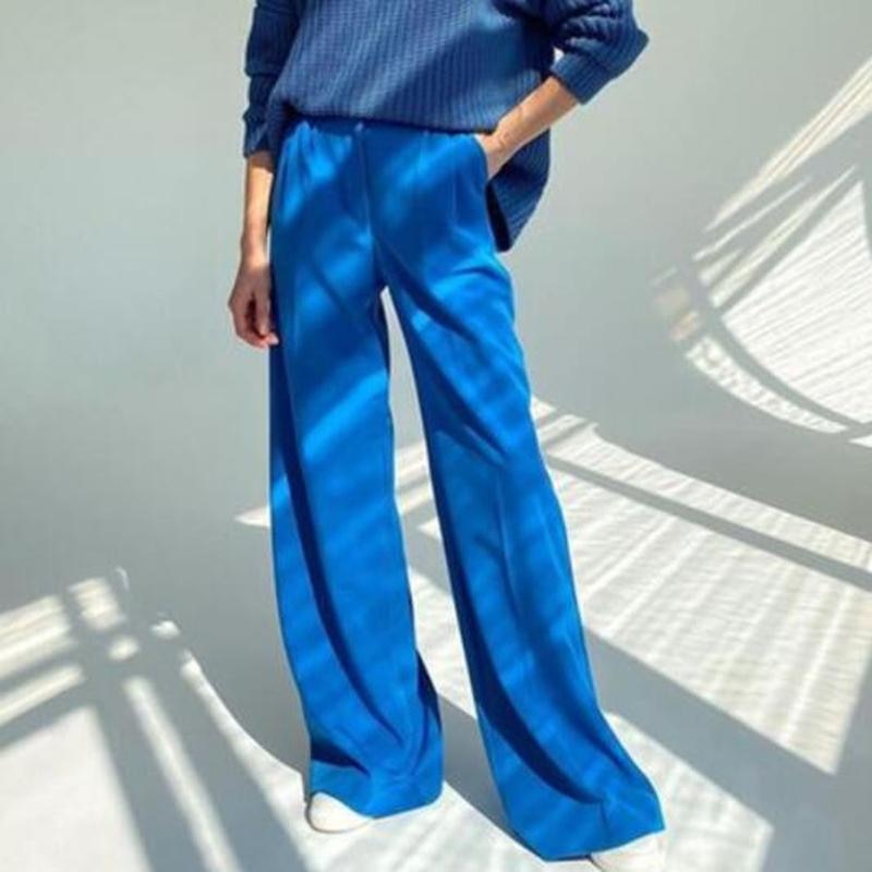 Blaue beiläufige hohe Taillen für Damen, Weiselose Ganzkörper Damen-Hosen