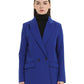 Herbst- und Frühlings-Blazerjacke für Damen, lässiger, einfarbiger, zweireihiger, dekorativer Mantel mit Taschen