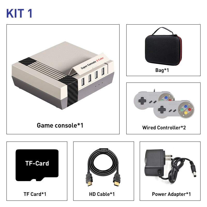 Tragbare HD-TV-Videospielkonsole Super Console X Cube mit über 90000 Spielen TV-Spielekonsole mit zwei Controllern für PS1/PSP/N64/DC