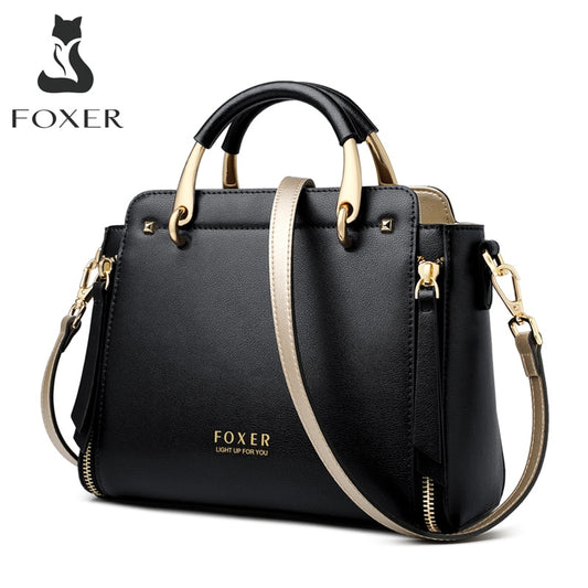 FOXER Handtaschen für Damen, echtes Leder, Umhängetasche