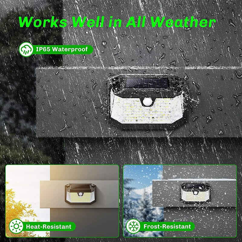 202 Leds Solar Wandleuchte Human Sensing Licht im Freien Wateproof IP65 Garten Lampe für Veranda Hinterhof Korridor Garten Hof