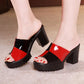 Block Square Heel Plateau Hausschuhe für Damen, Büroschuhe Sommer 2023 Open Head High Heels