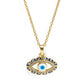 Lucky Eye Eulenherz Fatima Handpantoffeln Türkischer Böser Blick Anhänger Halskette Kupfer Goldfarbe, Langkettige Halskette für Frauen BE132