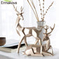 Hochwertig modernes geometrisches Paar Hirsch Statue-Skulptur, 2 Stücke Moderne Geometrische Paar Hirsch