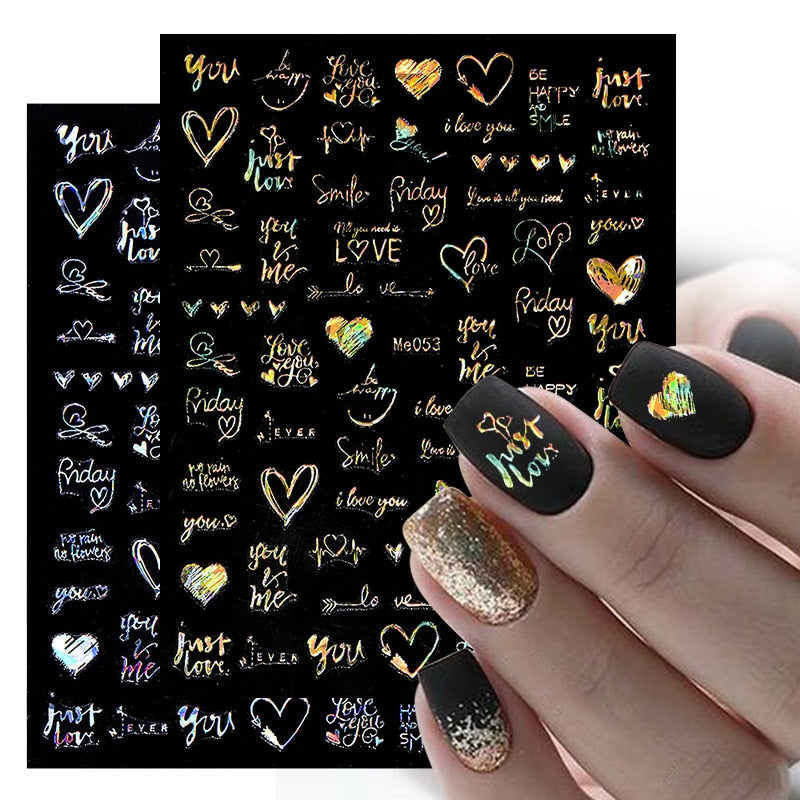 1PCS 3D Nagelzubehör, Maniküre-Nagelteile, Nageldekoration mit Liebes-Herz Aufkleber