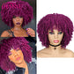 Afro Kinky Curly Synthetische Perücke Lila Perücke Curly Perruque Bob Synthétique, Kurze Perücken Für Schwarze Frauen, 3/4 Halbperücke Hitzebeständig