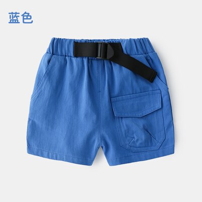 Sommer 3-10 Jahre Baumwolle Marineblau Jungen Kurzhose mit Ledergürtel