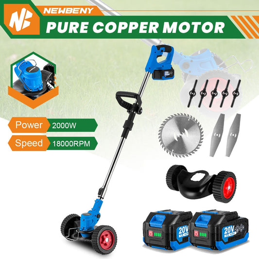 2000W elektrischer Rasenmäher, faltbarer Trimmer, verstellbar, kabellos, wiederaufladbar, Gartenschneide-Elektrowerkzeuge für 18V-Makita-Akku