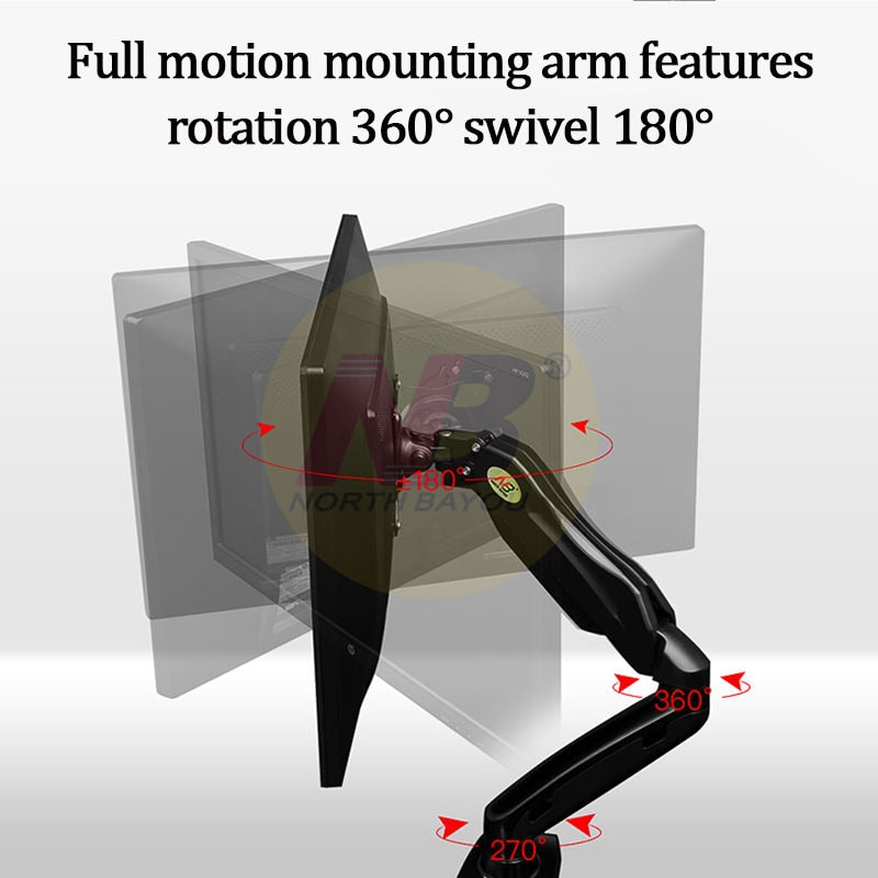 Full Motion Desktop-Halterung, LCD-TV-Gasfederarm, TV-Monitorhalterung Geeignet für 17-27-Zoll-Monitore