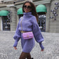 Damen Rollkragen-Strickpullover, Figurbetontes Pulloverkleid