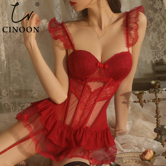 Sexy Korsett Dessous Bustier, Damen Riemchen Body, Atmungsaktive Unterwäsche