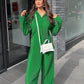 2-teilige Damen-Hosen mit weitem Bein, Anzug und drapiertes Hemd