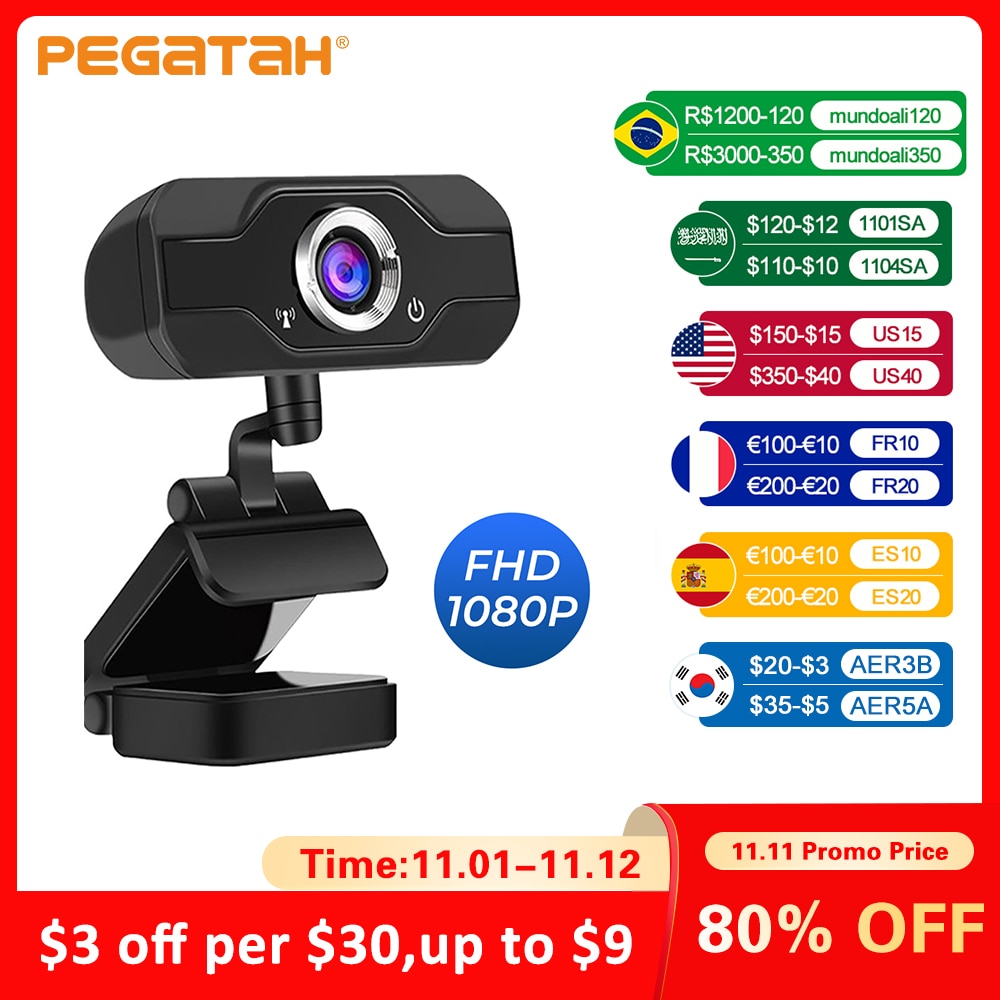 Webcam 4K 1080p Full HD für PC Computer Laptop USB Webcamera mit Mikrofon für Live Videoanrufe Konferenzarbeit