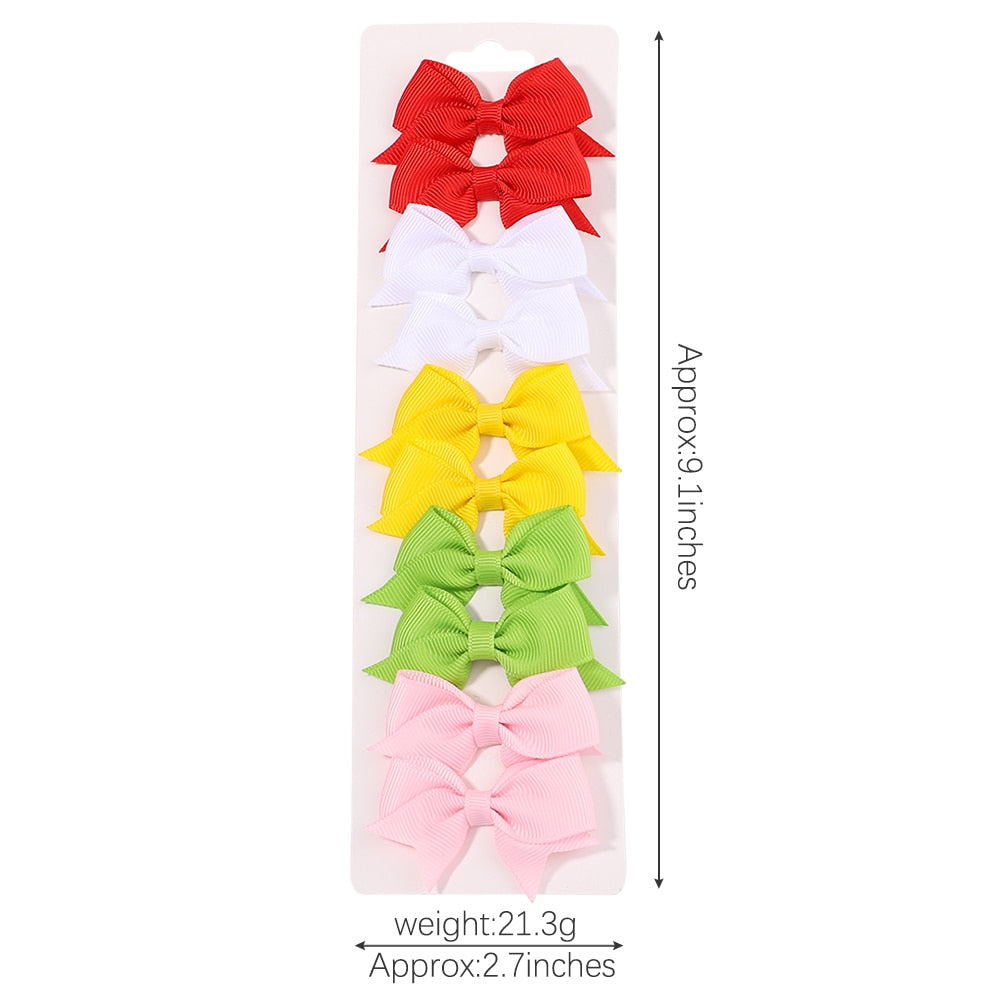 10Pcs/Set neue solide Band Bowknot Haarspangen für Baby Mädchen, handgemachte niedliche HaarnadelsBögen