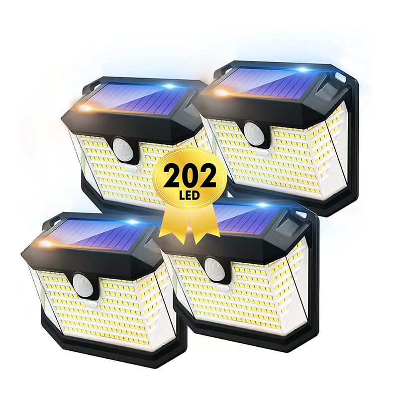 202 Leds Solar Wandleuchte Human Sensing Licht im Freien Wateproof IP65 Garten Lampe für Veranda Hinterhof Korridor Garten Hof