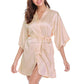 Silky Satin Women Robe Solid Color Kimono Bathrobes Home Dressing Gown Short Nightgown Summer V-Neck Sleepwear Lingerie