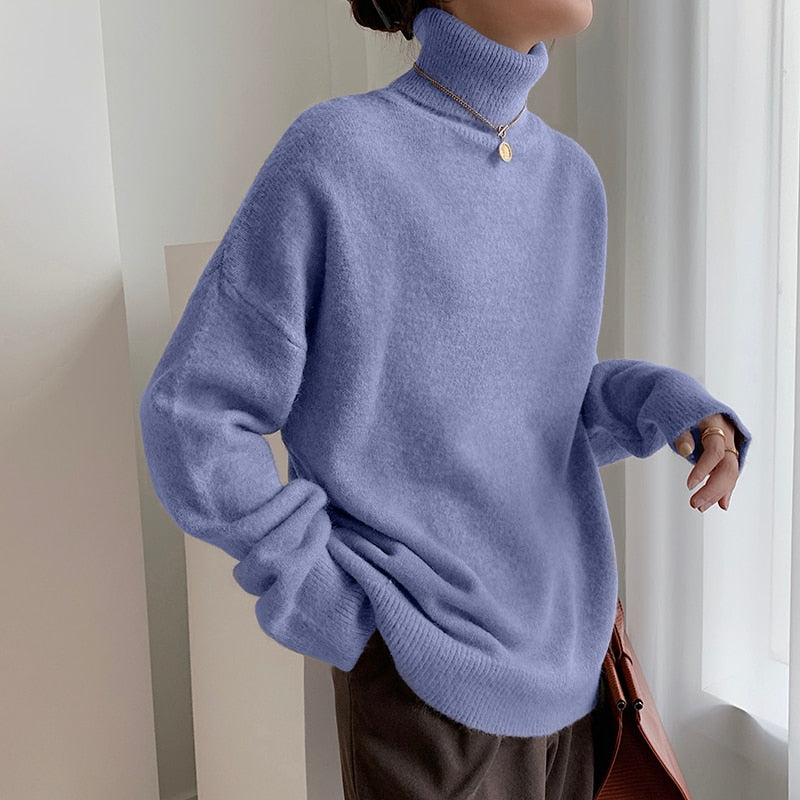 Kaschmir eleganter Rollkragen Damen Pullover weich gestrickt