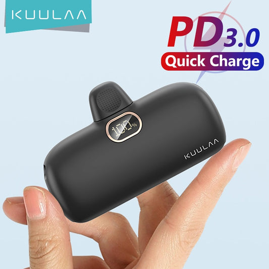 Mini tragbare Powerbank 5000mAh, PowerBank QC PD Schnelles Aufladen für iPhone 14, 13, 12