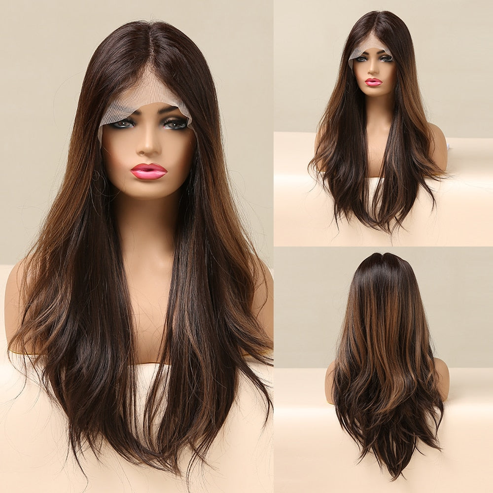 EASIHAIR Gerade Blonde Spitze Front Synthetische Perücken mit Baby Haar, Lange Frauen Spitze Perücken   Hitzebeständig