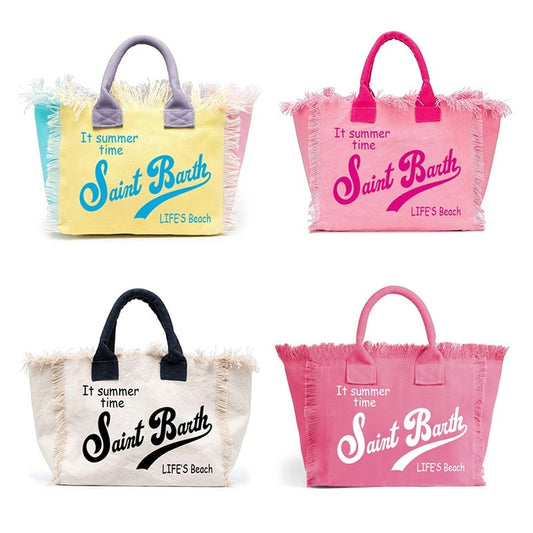 Saint Barth Gedruckte Damen Handtasche, Gedruckte Reisetasche Große Kapazität, Design Sommer Freizeit-Urlaub Quaste