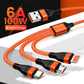 6A 3-in-1 SuperCharging-Kabel Micro-USB-Typ-C, Schnellladegerät Micro-USB-Typ-C-Datenkabel für iPhone 14, 13 Samsung Xiaomi, Huawei