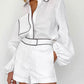 Elegante Sommer Patchwork Leinen Shorts-Sets, Zwei Stücke Mode Laterne Hülse, Beiläufige lose Shirts Shorts