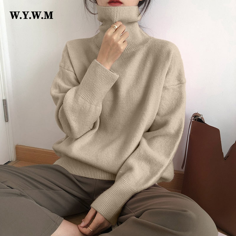 Kaschmir eleganter Rollkragen Damen Pullover weich gestrickt