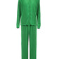 2-teilige Damen-Hosen mit weitem Bein, Anzug und drapiertes Hemd