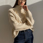 Überdimensionierter gestrickter Wolle Pullover für Frauen / dick warm gestrickter Pullover / Rollkragen solide Langarm